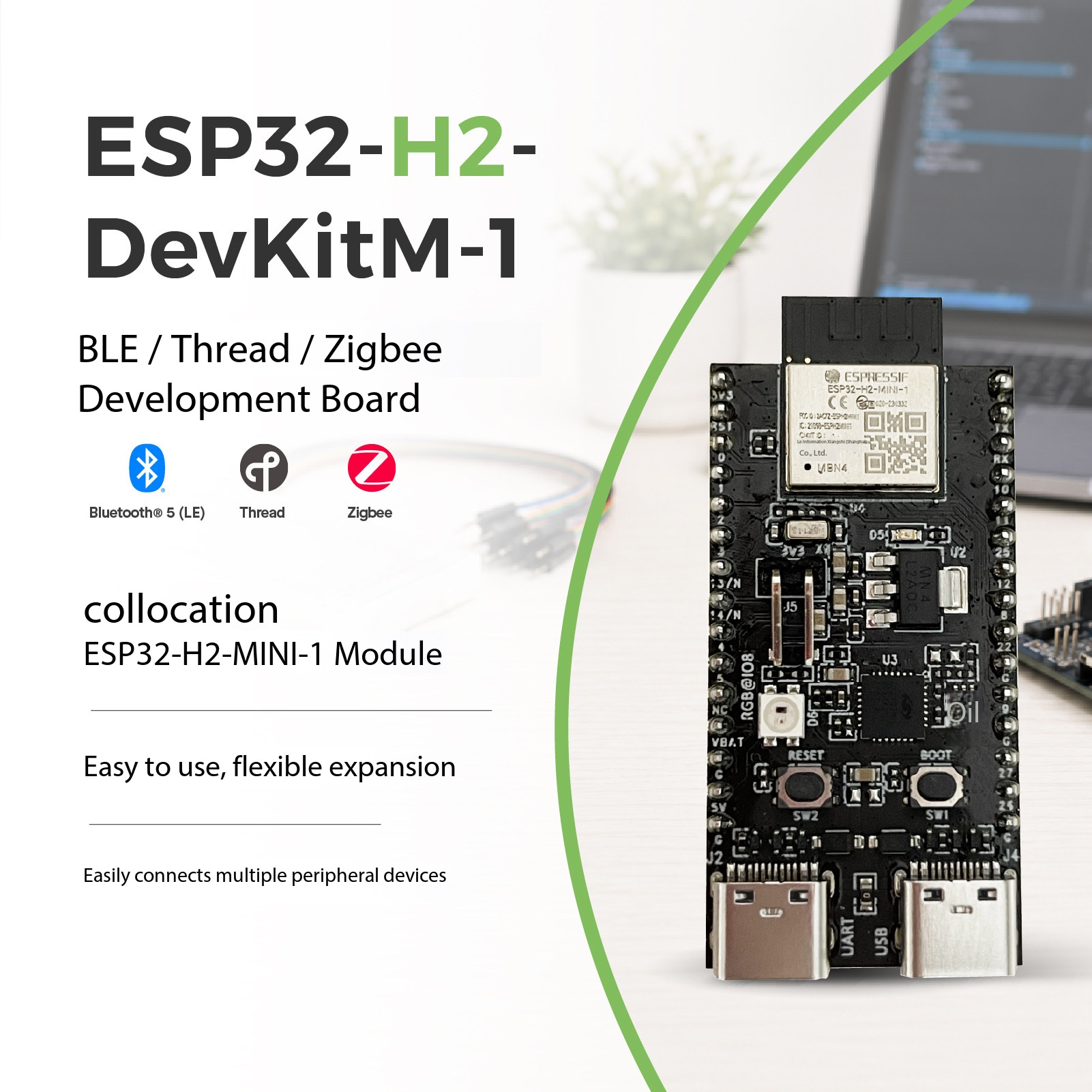 Esp32 H2 - Espressif ESP32-H2-DevKitM-1 Placa RISC-V 802.15.4 Zigbee