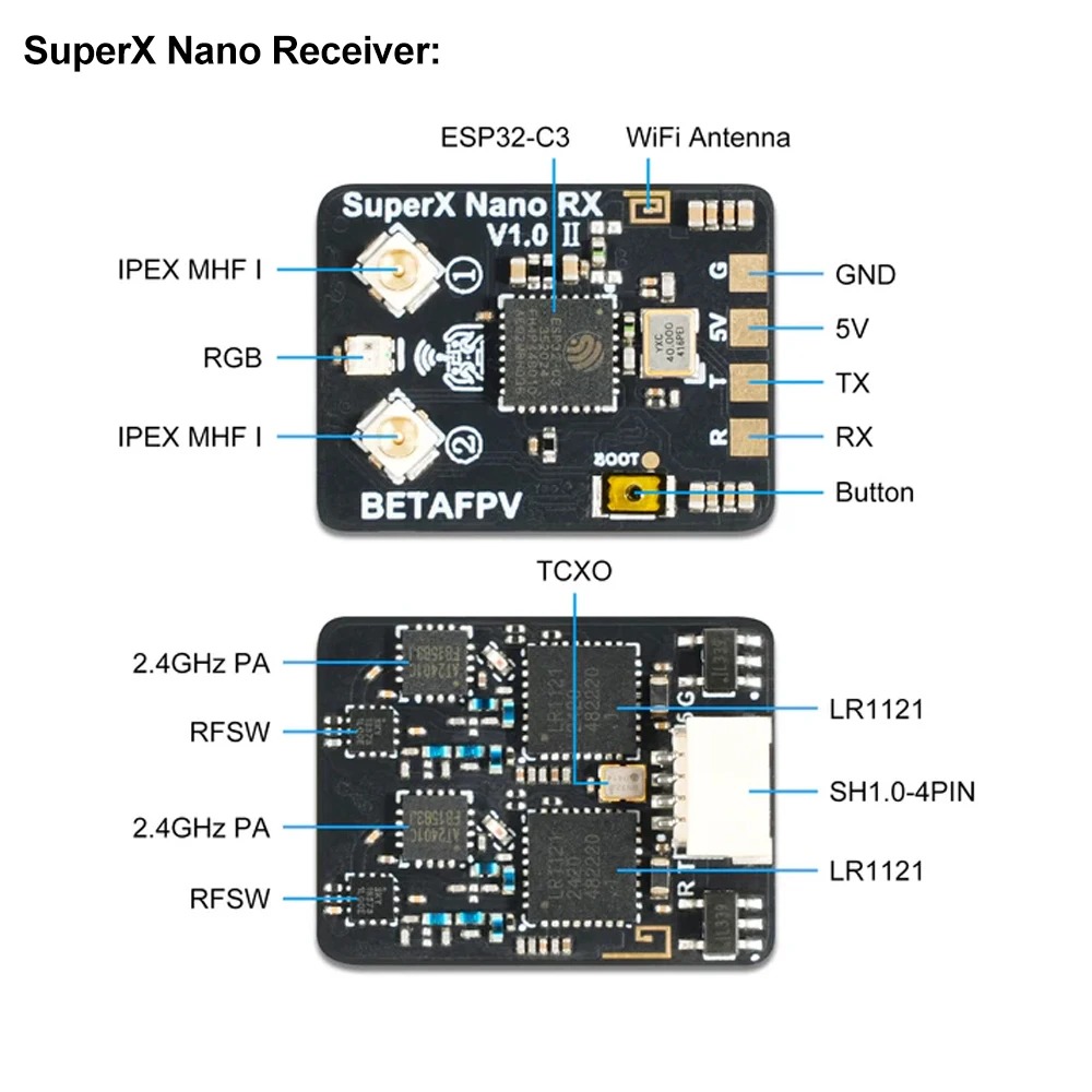 Receptor BETAFPV SuperX Nano E - Esp32 C3 reseña y precio